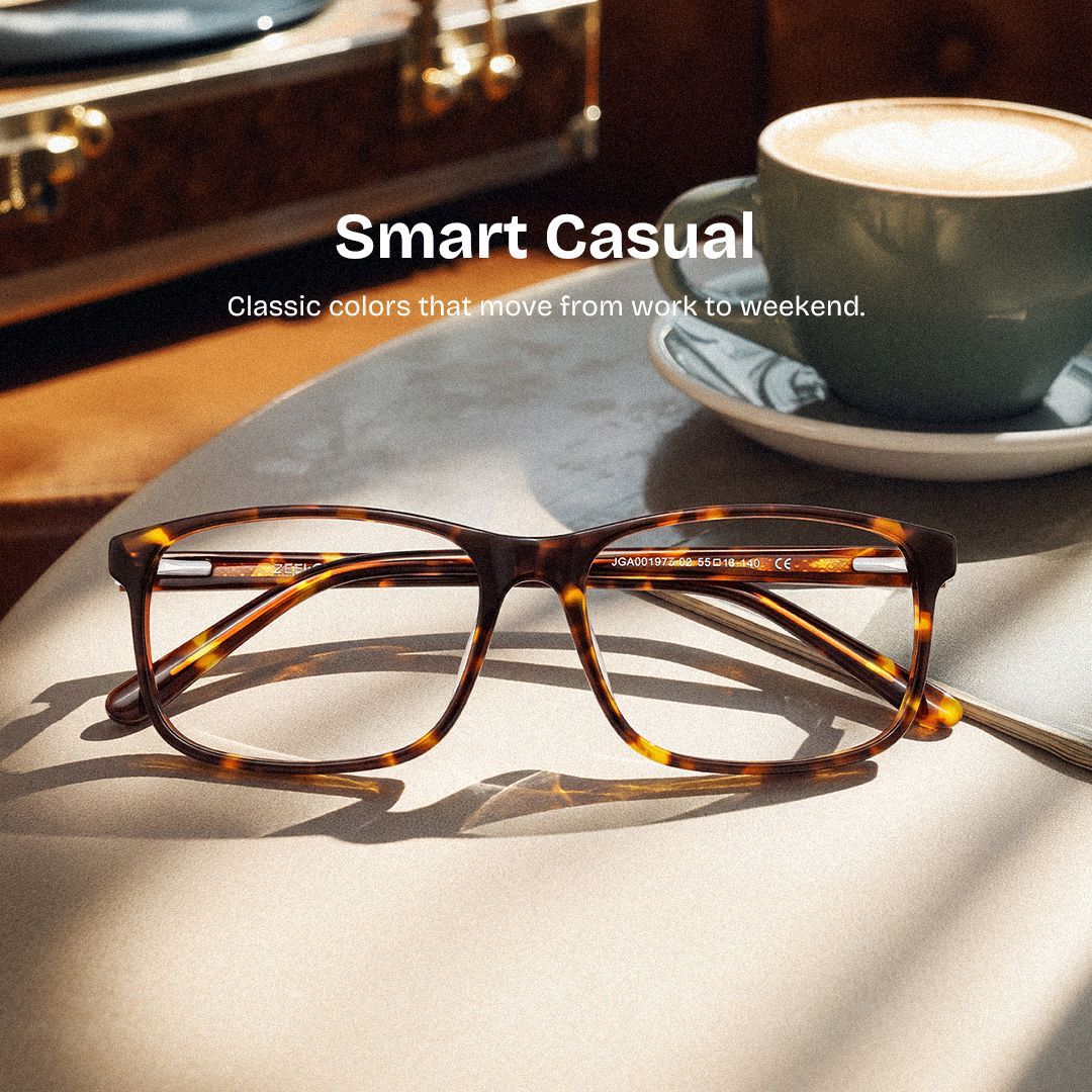 Connie Brown Rectangle Acetate Frame Glasses for Men | ZEELOOL0