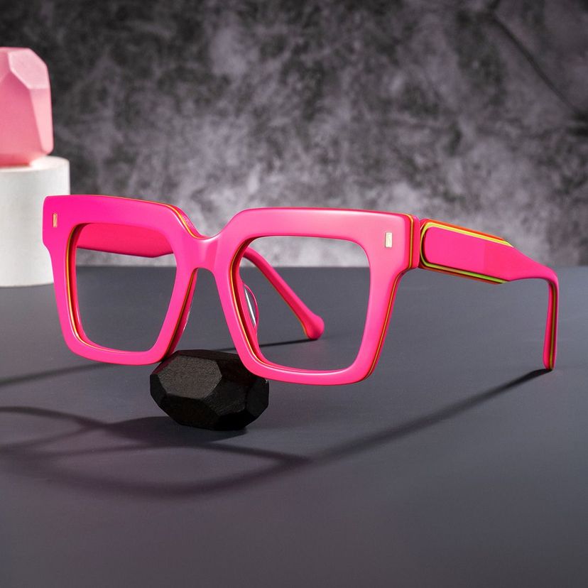 Gilberto Square Bright Pink Glasses