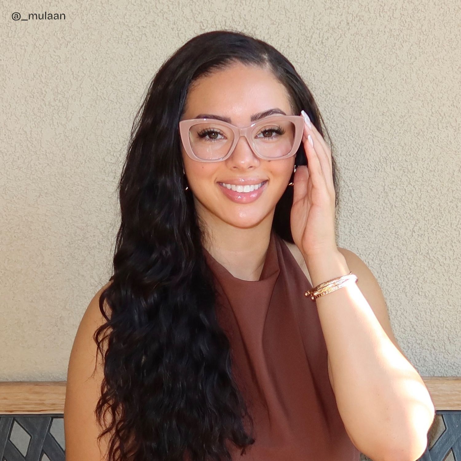 Lillian Beige Cat-Eye Glasses | ZEELOOL6