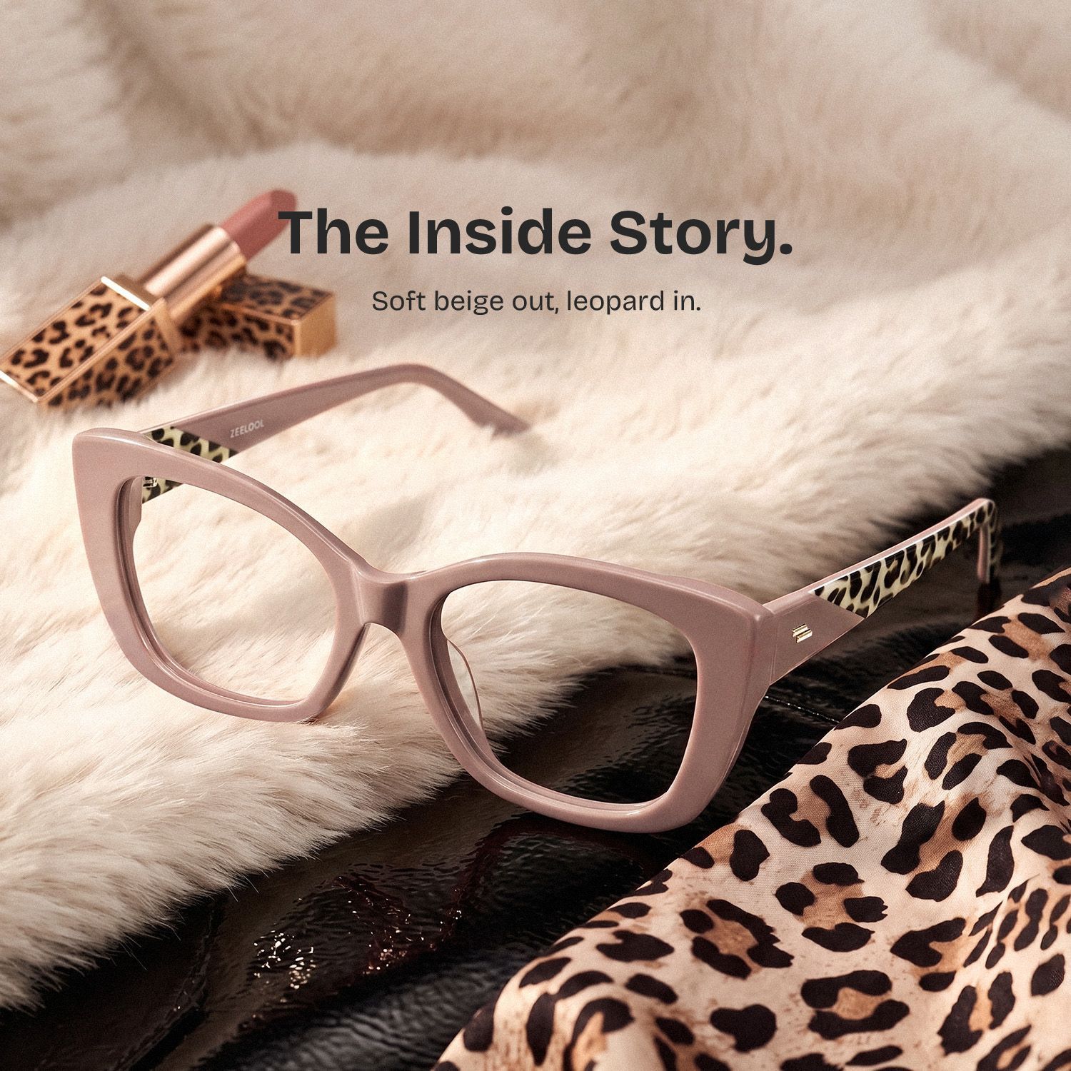 Lillian Beige Cat-Eye Glasses | ZEELOOL0