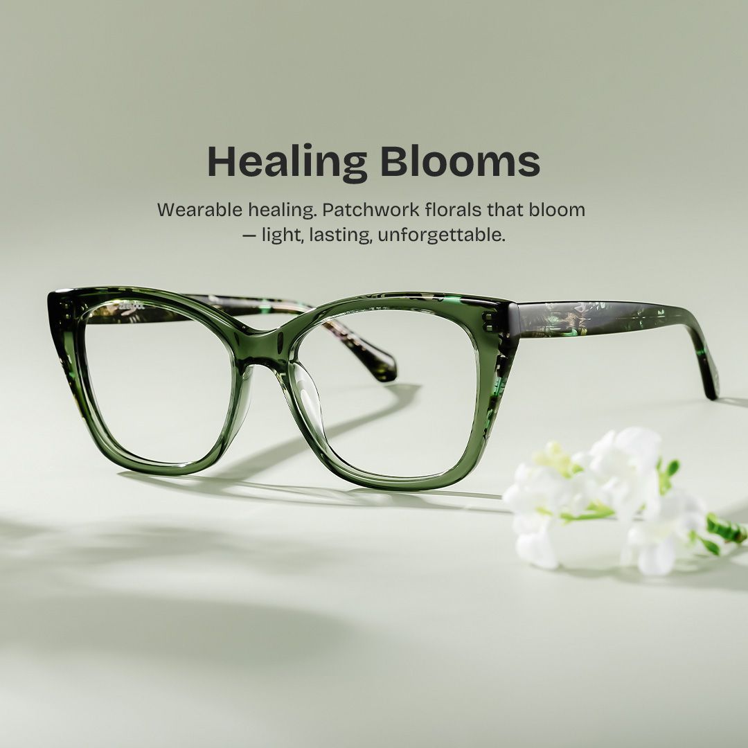 Maple Nature Green Butterfly Acetate Glasses for Spring | ZEELOOL0
