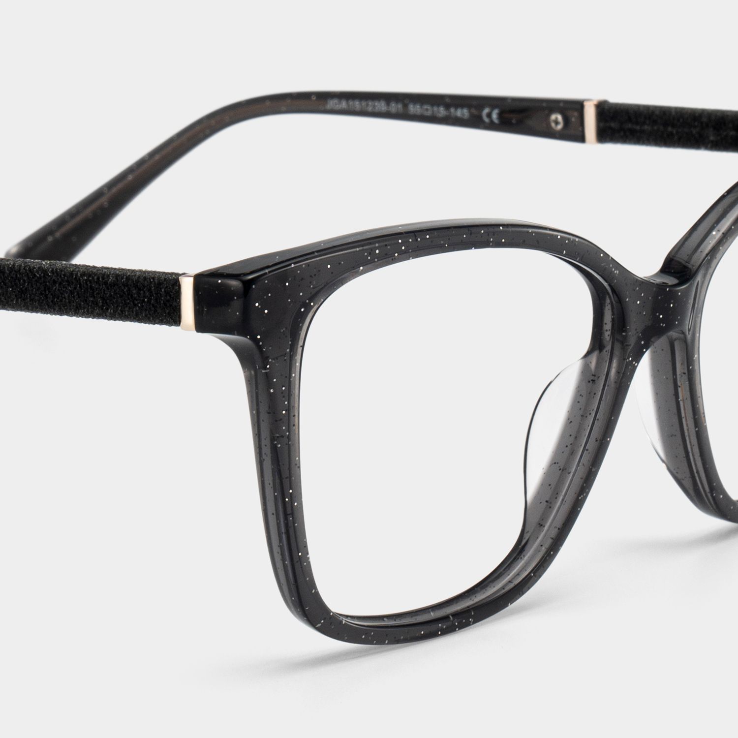 Finnian Square Black Glitter Glasses Frames for Women | ZEELOOL4
