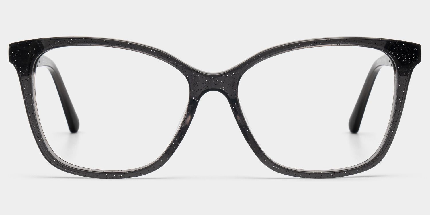 Finnian Square Black Glitter Glasses Frames for Women | ZEELOOL0