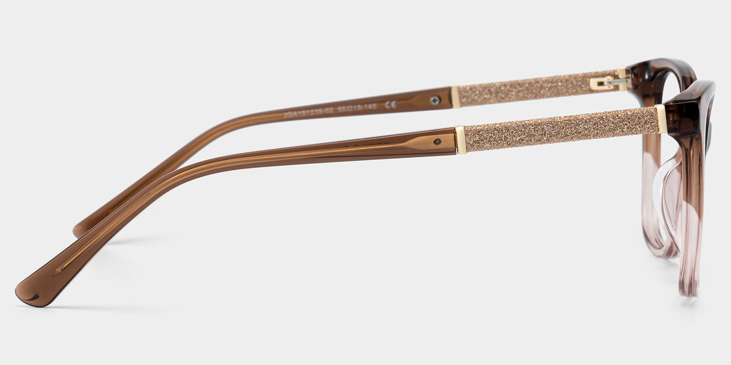 Finnian Square Clear Brown Glasses Frames with Glitter Fabric | ZEELOOL4