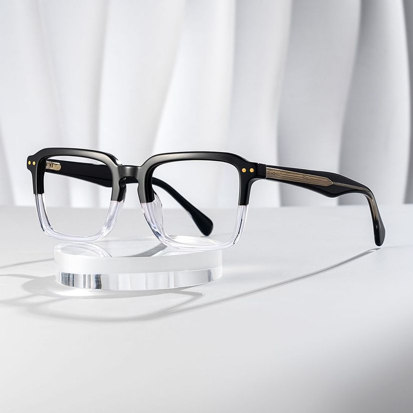 Vickerie Rectangle Black Clear Glasses