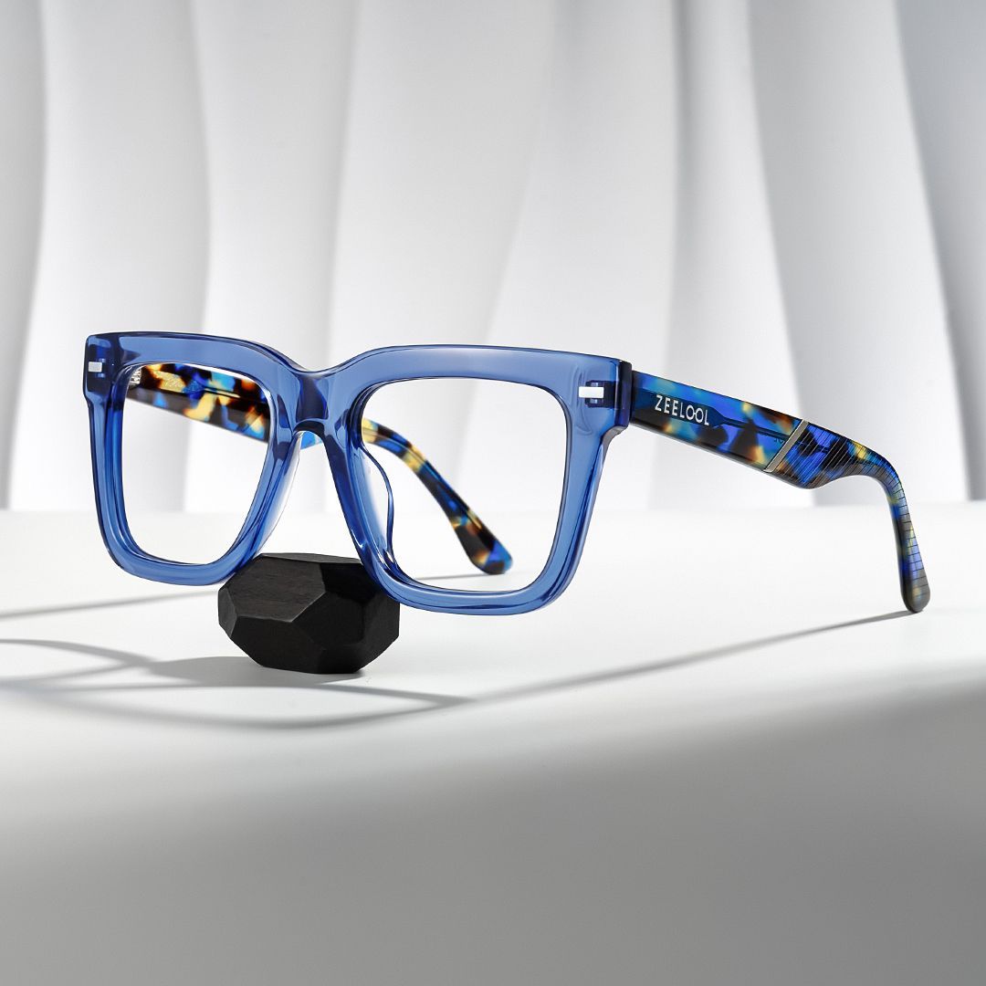 Thick Blue Frame Glasses For Men0