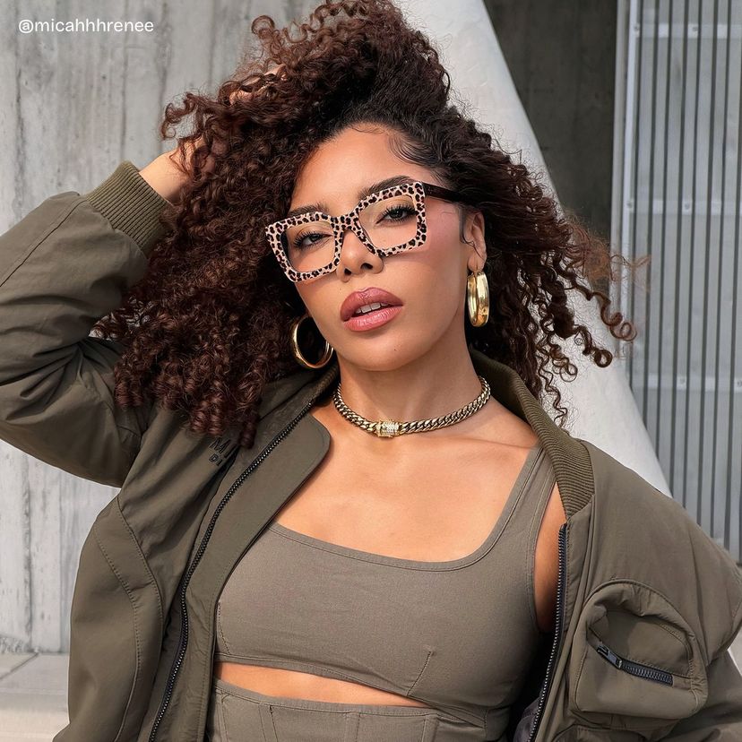 Megan Leopard print Square Glasses