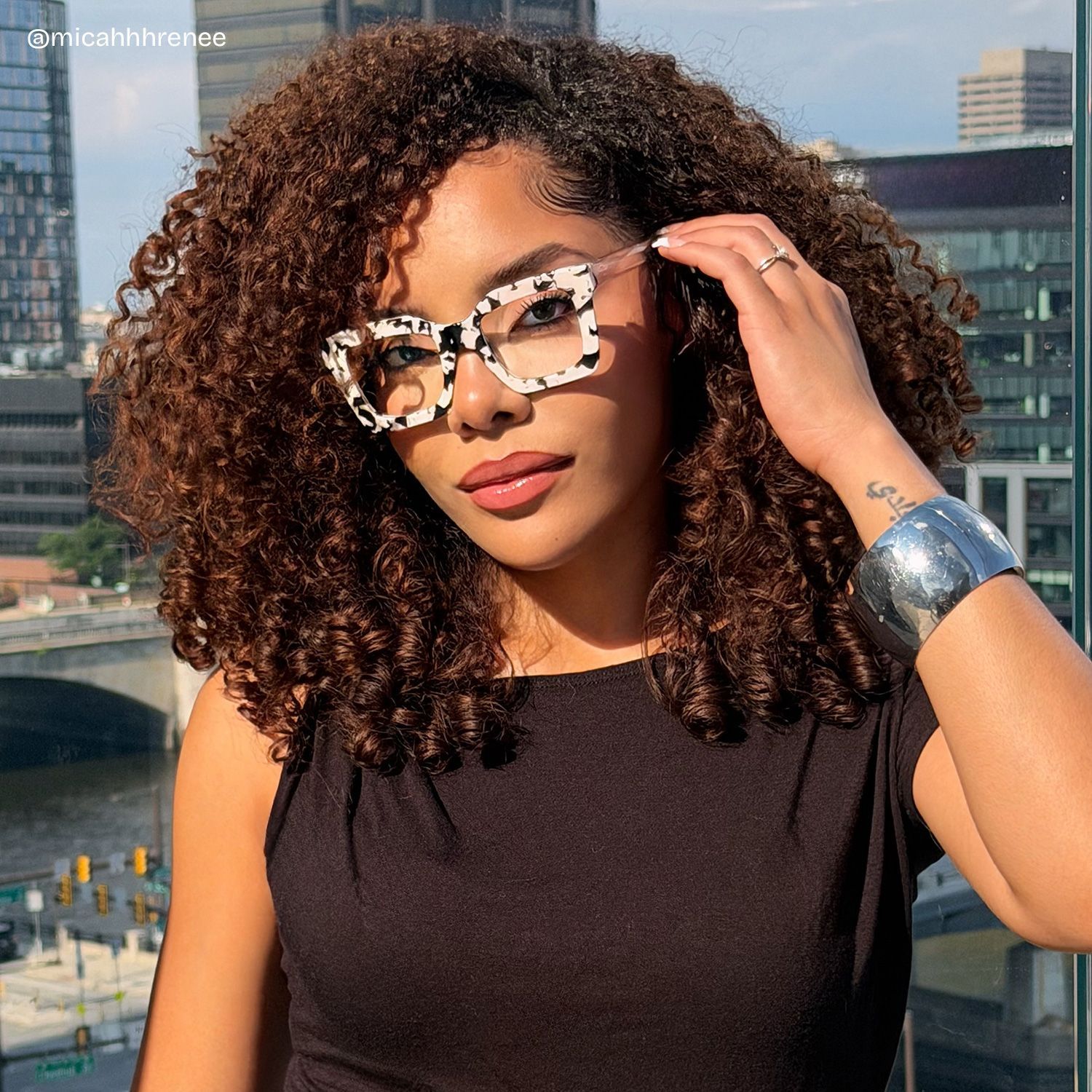 Megan Cow print Square Acetate Frame Glasses for Women | ZEELOOL7