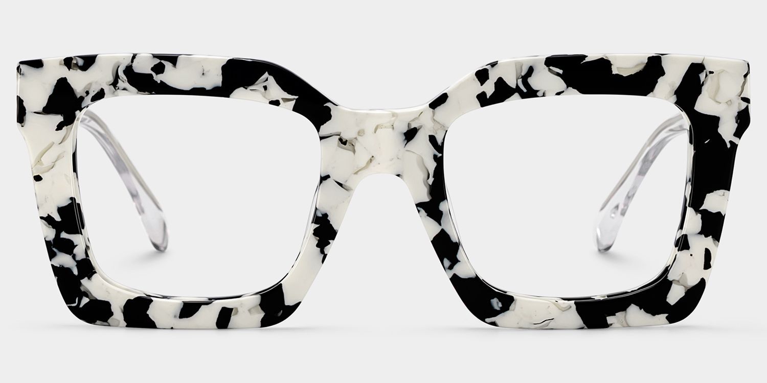 Megan Cow print Square Acetate Frame Glasses for Women | ZEELOOL0