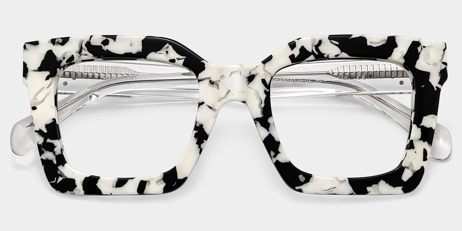 Megan Cow print Square Acetate Frame Glasses for Women | ZEELOOL1