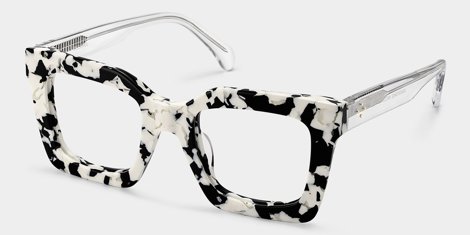 Megan Cow print Square Acetate Frame Glasses for Women | ZEELOOL2
