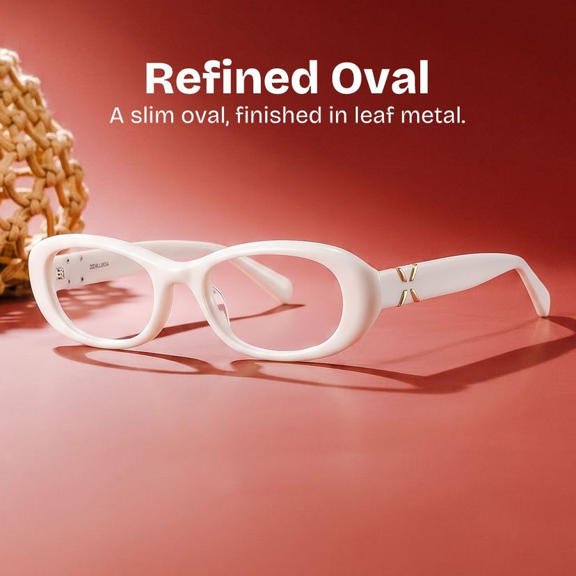 Catherine White Oval Glasses