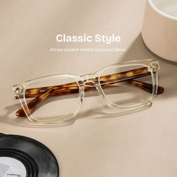 Patrick Rectangle Clear Yellow Glasses0