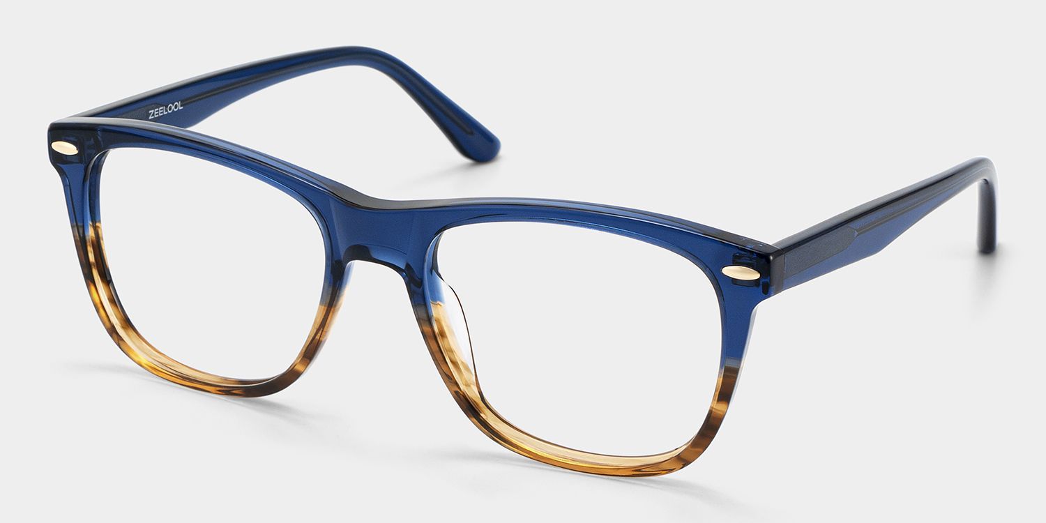 Atlas Two-tone Rectangle Acetate Frame Glasses for Men | ZEELOOL2