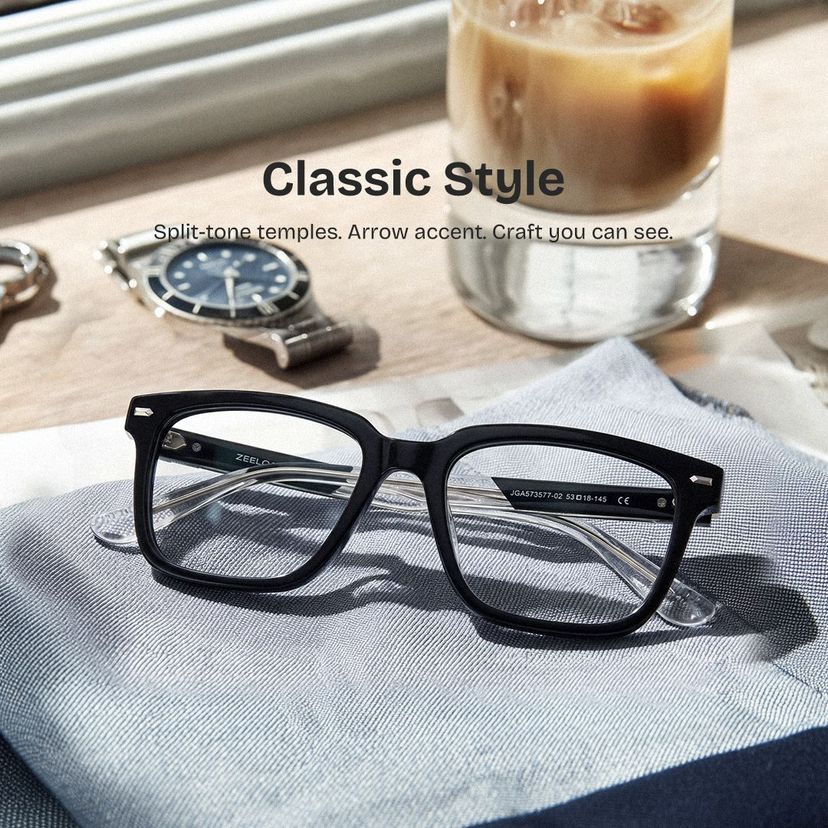 George Rectangle Black Glasses