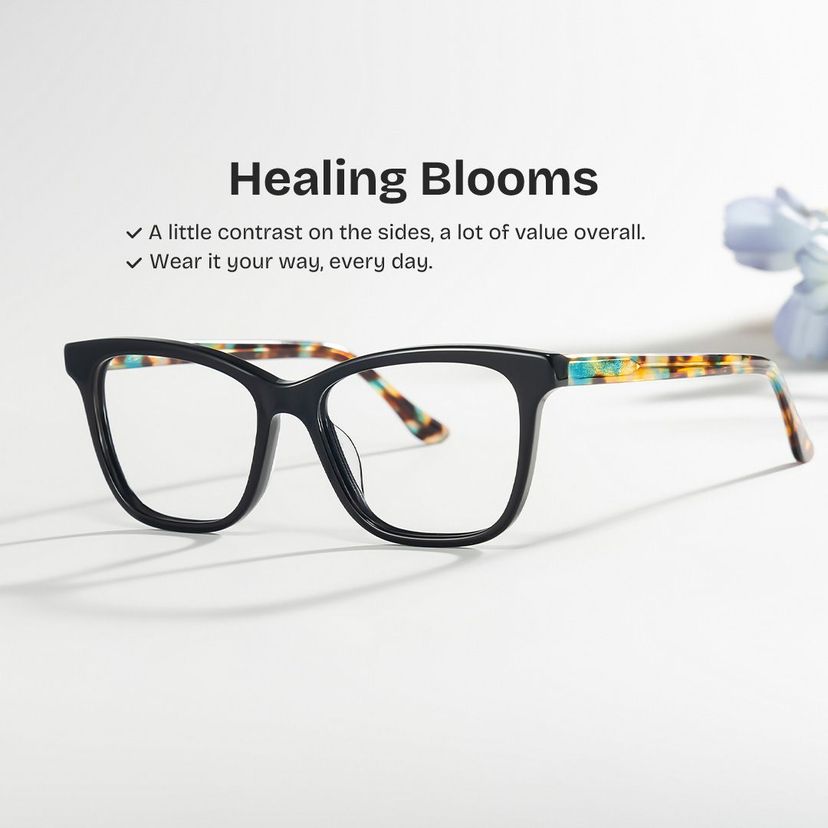 Faith Black Rectangle Glasses