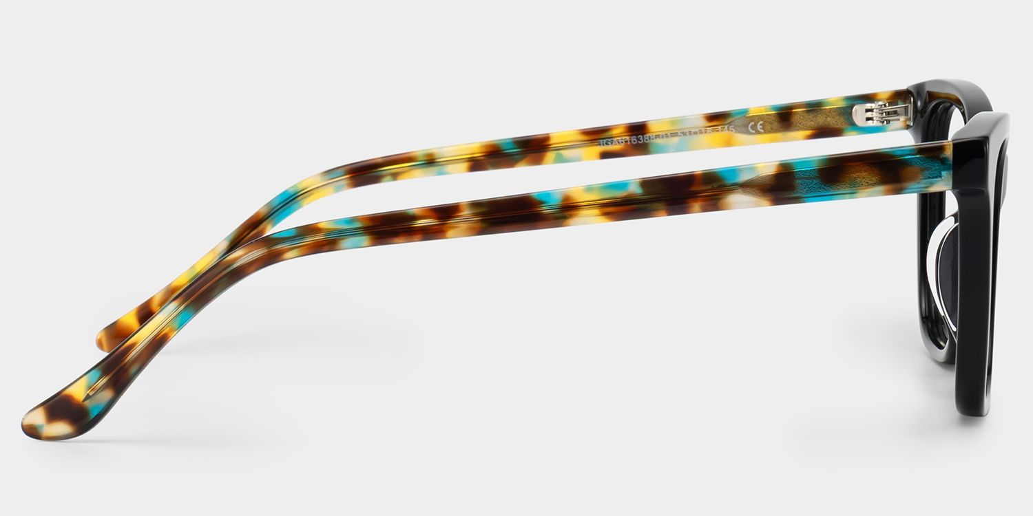 Faith Black Rectangle Reading Glasses with Flower Arms | ZEELOOL4