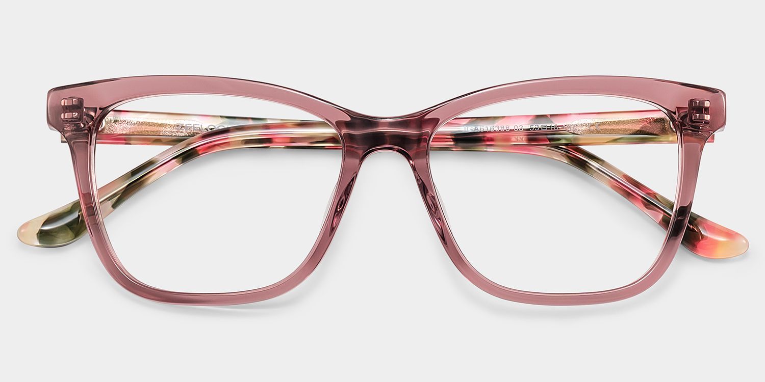 Faith Pink Rectangle Flower Eyeglasses for Women | ZEELOOL2