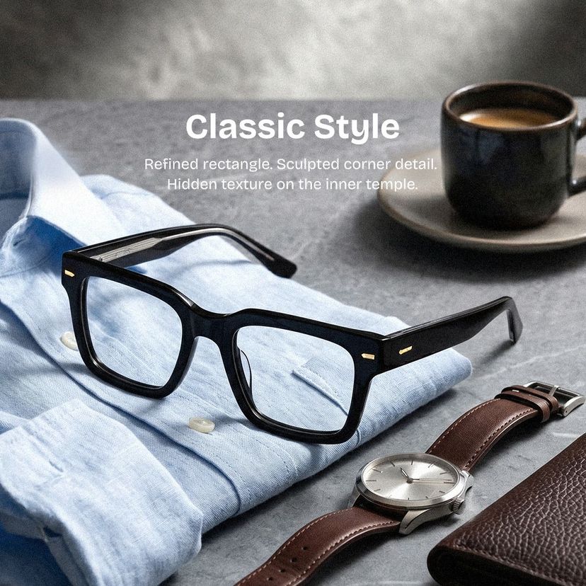 Benjamin Rectangle Black Glasses
