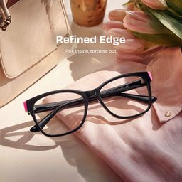 Eva Black Pink Rectangle Glasses0