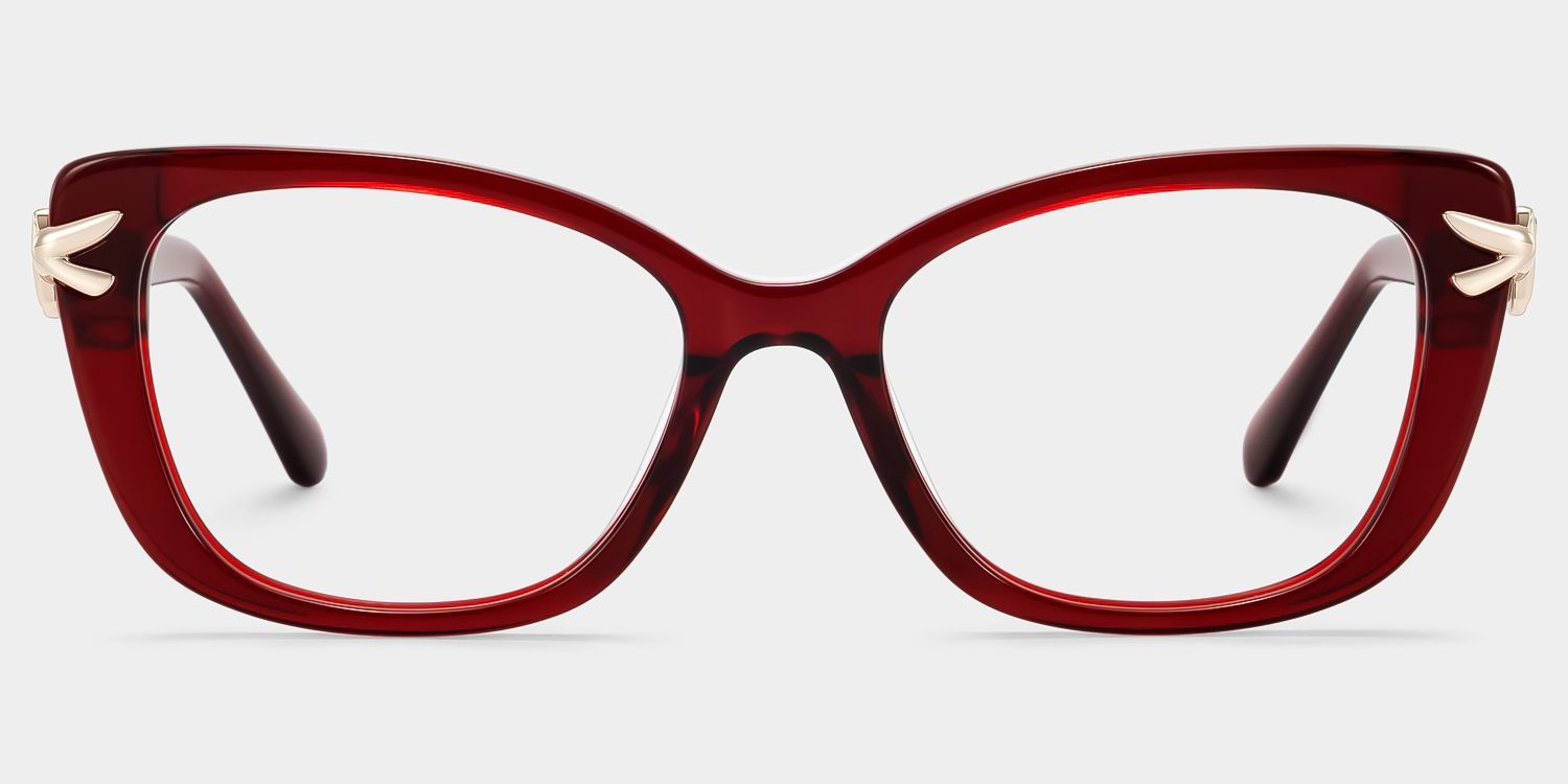 Isolde Burgundy Cat-Eye Glasses | ZEELOOL1