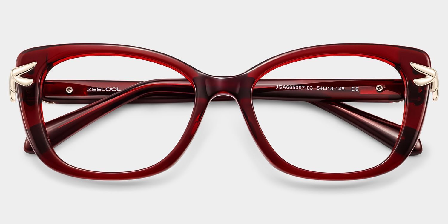 Isolde Burgundy Cat-Eye Glasses | ZEELOOL2