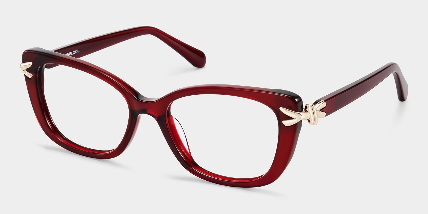 Isolde Burgundy Cat-Eye Glasses | ZEELOOL3