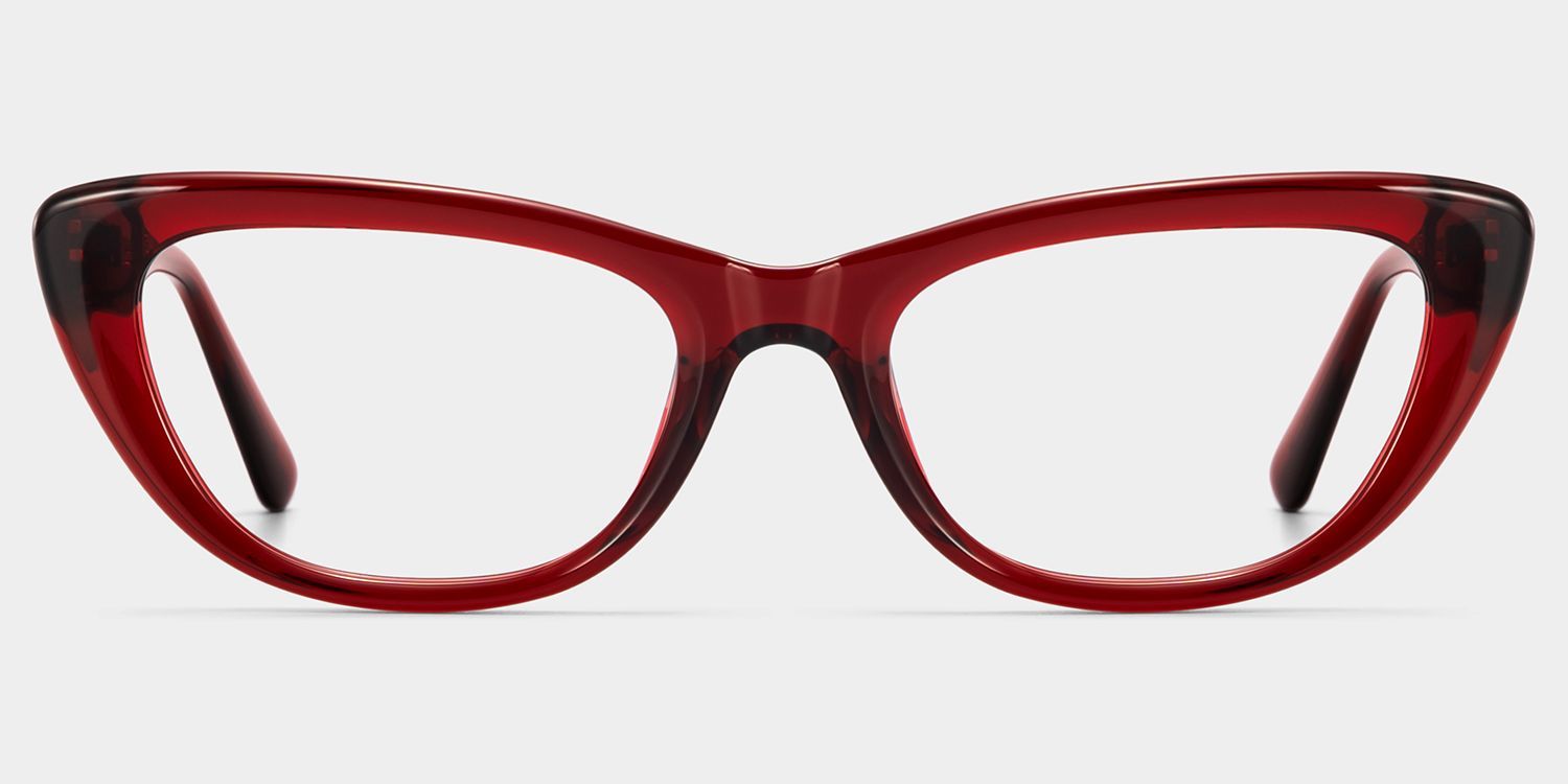 Amabel Burgundy Cat-Eye Glasses | ZEELOOL1