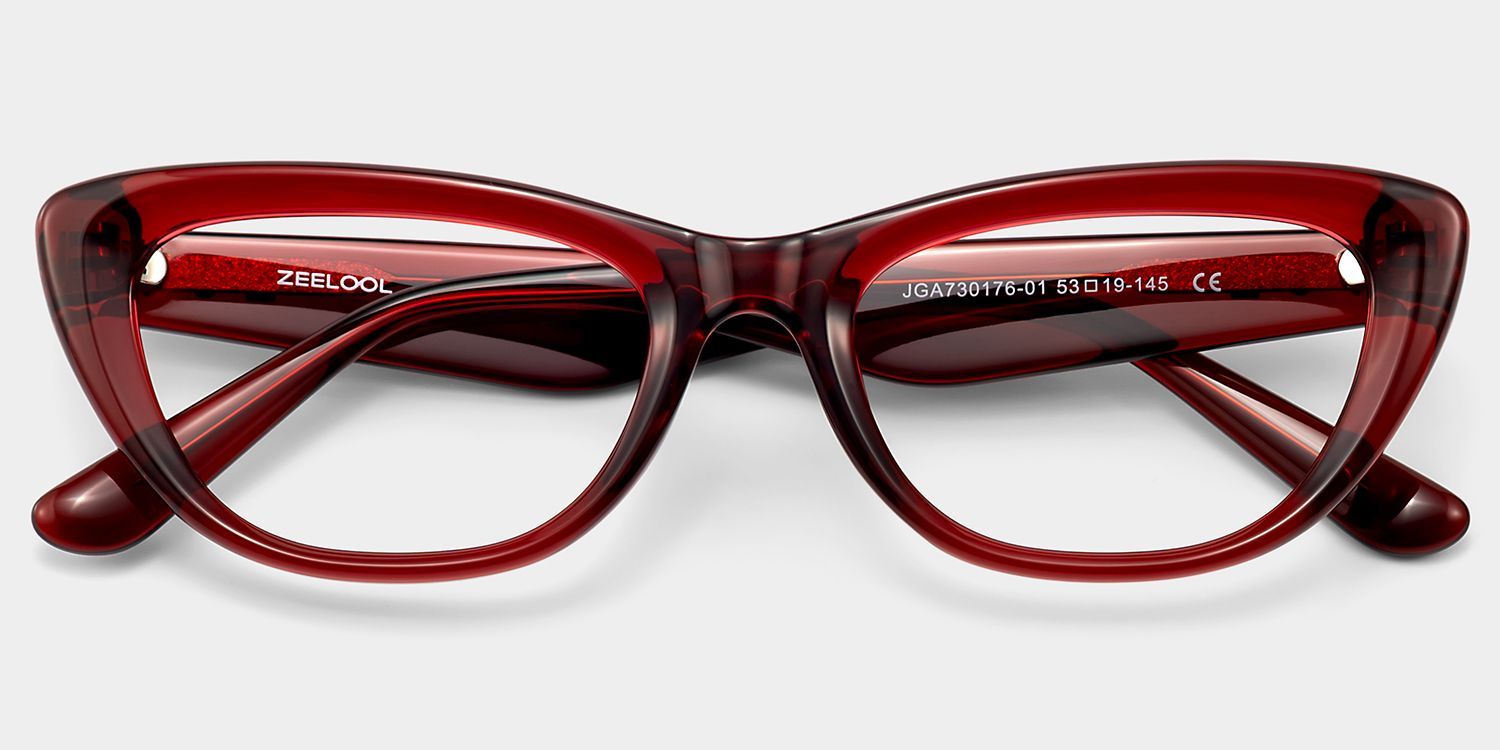 Amabel Burgundy Cat-Eye Glasses | ZEELOOL2