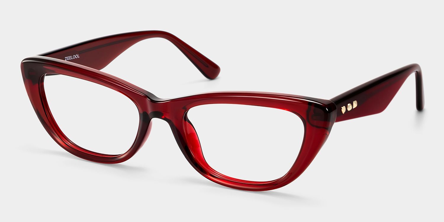 Amabel Burgundy Cat-Eye Glasses | ZEELOOL3
