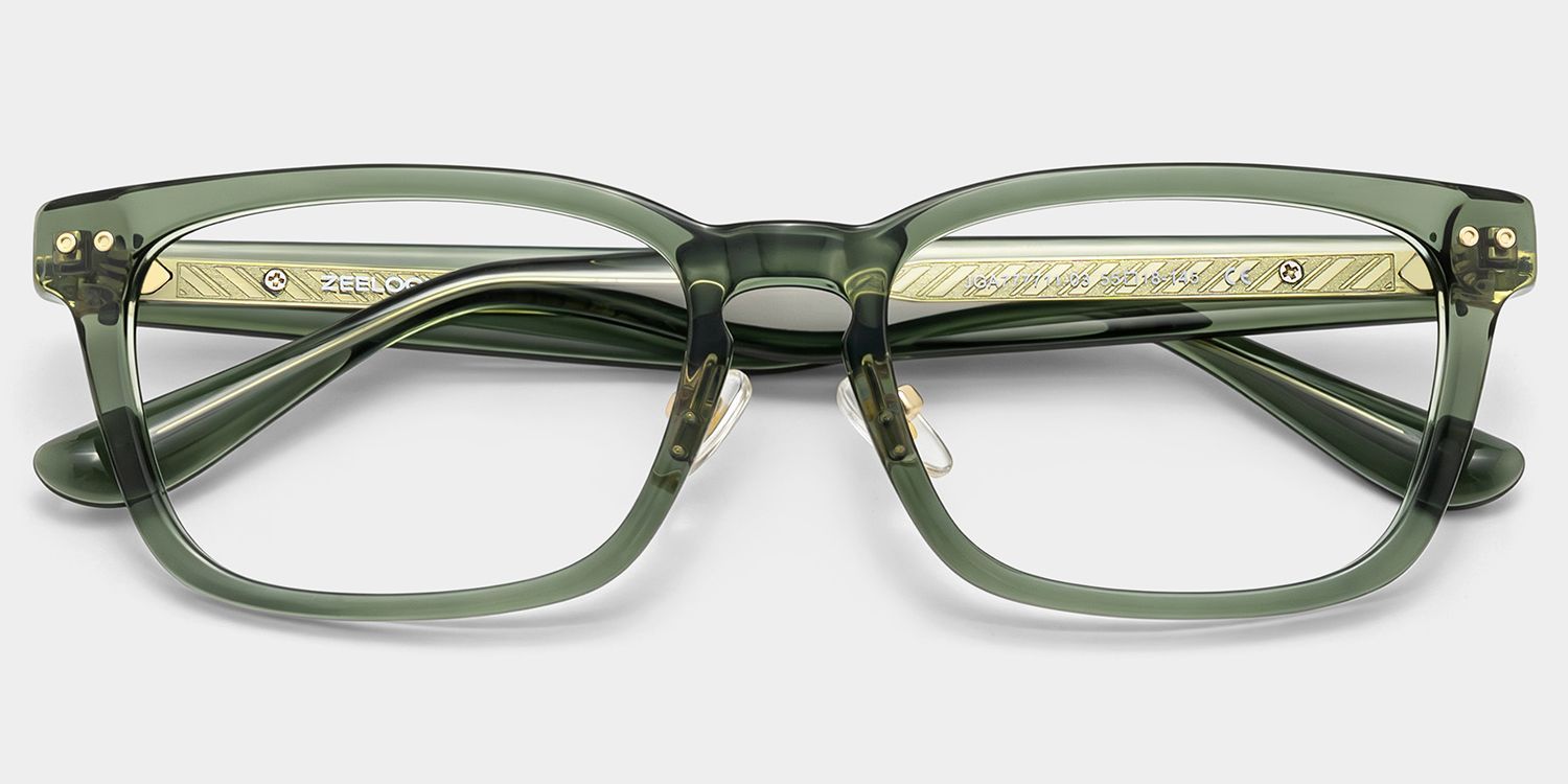 Buzz Green Rectangle Frame Glasses for Men | ZEELOOL2