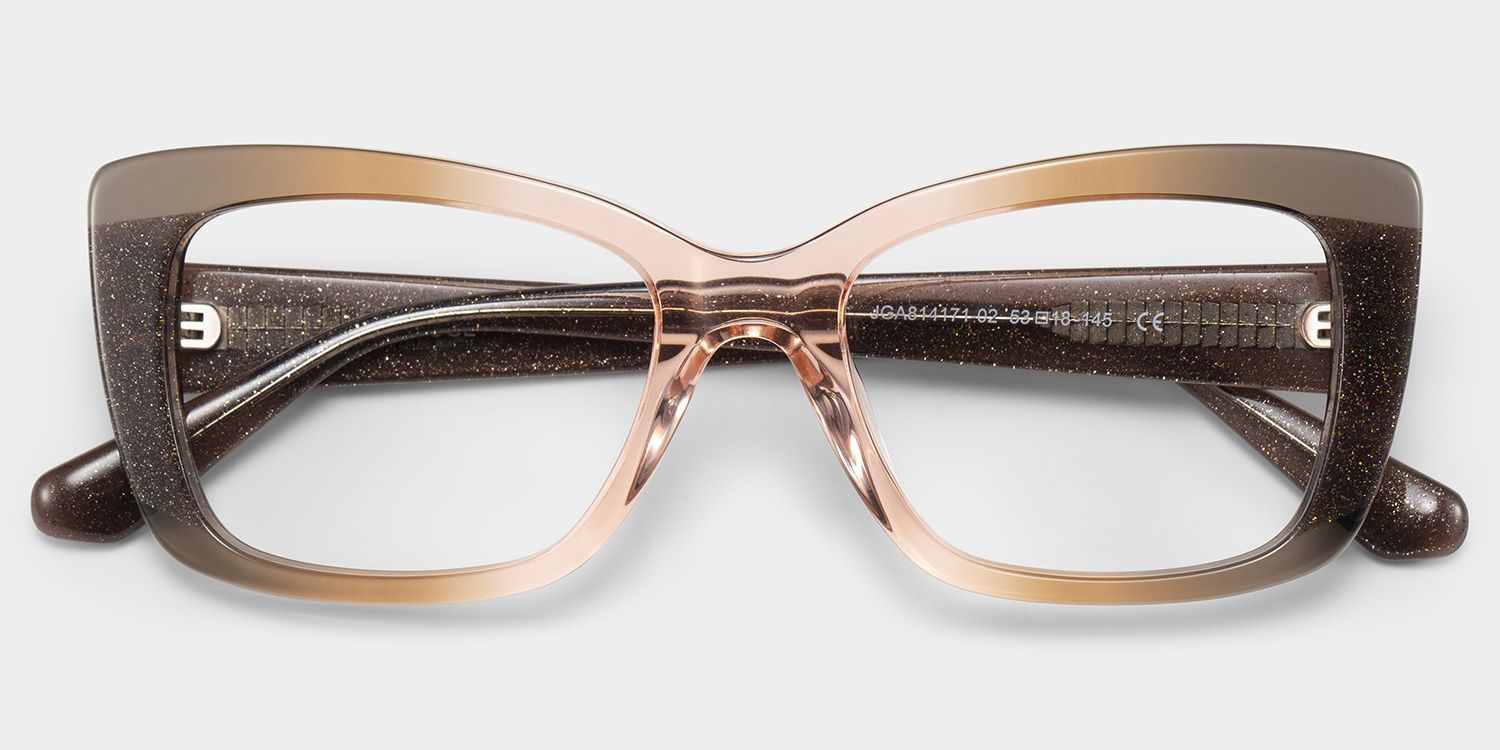 Leona Rectangle Brown Omber Glasses with Glittering Powder | ZEELOOL2