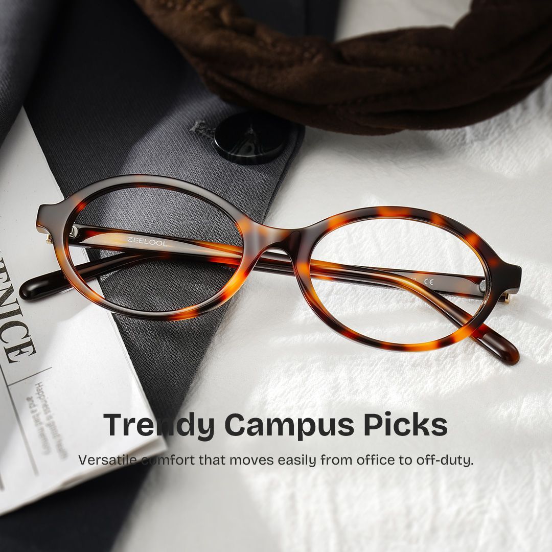 Everly Oval Tortoise Eyeglasses—Acetate Frame Glasses | ZEELOOL0