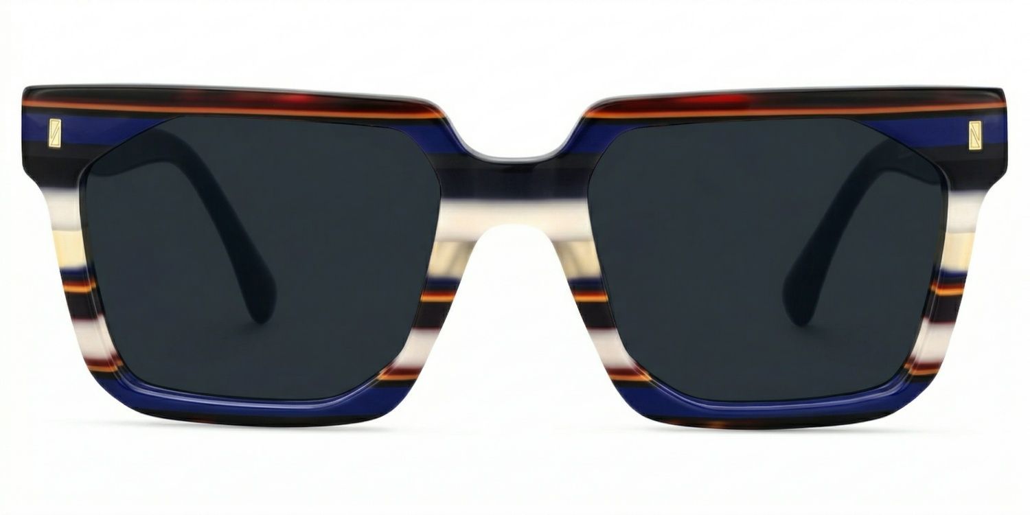 Laguer Rectangle Style Blue Frame Sunglasses | ZEELOOL0