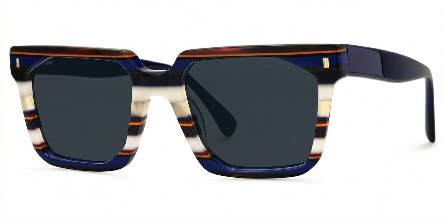 Laguer Rectangle Style Blue Frame Sunglasses | ZEELOOL2