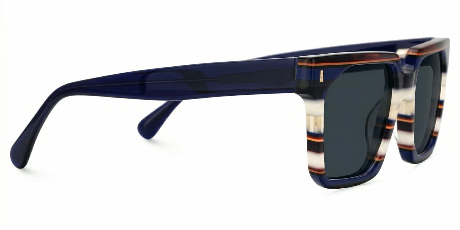 Laguer Rectangle Style Blue Frame Sunglasses | ZEELOOL3