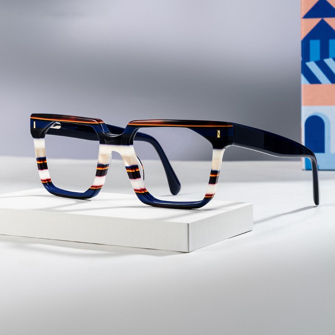 Laguer Rectangle Blue Glasses Frame For Men | ZEELOOL0