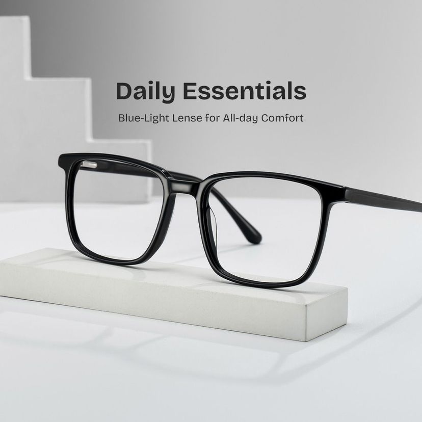 Aidan Black Rectangle Glasses