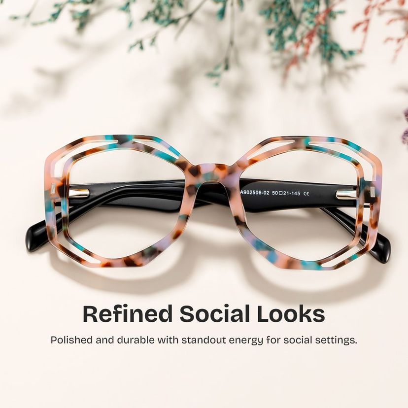 Bobbie Geometric Pink-Tortoise Glasses