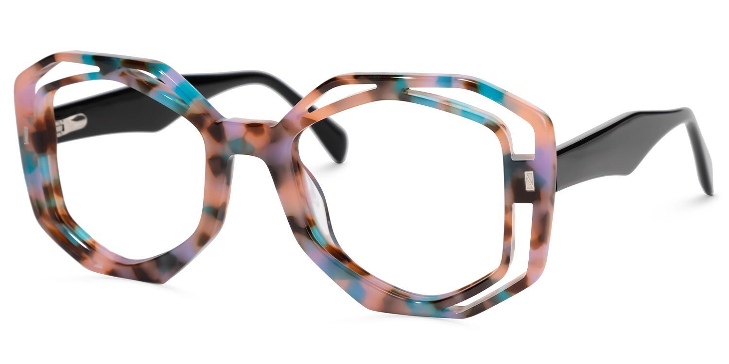 Bobbie Geometric Pink-Tortoise Eyeglass Frames | ZEELOOL2