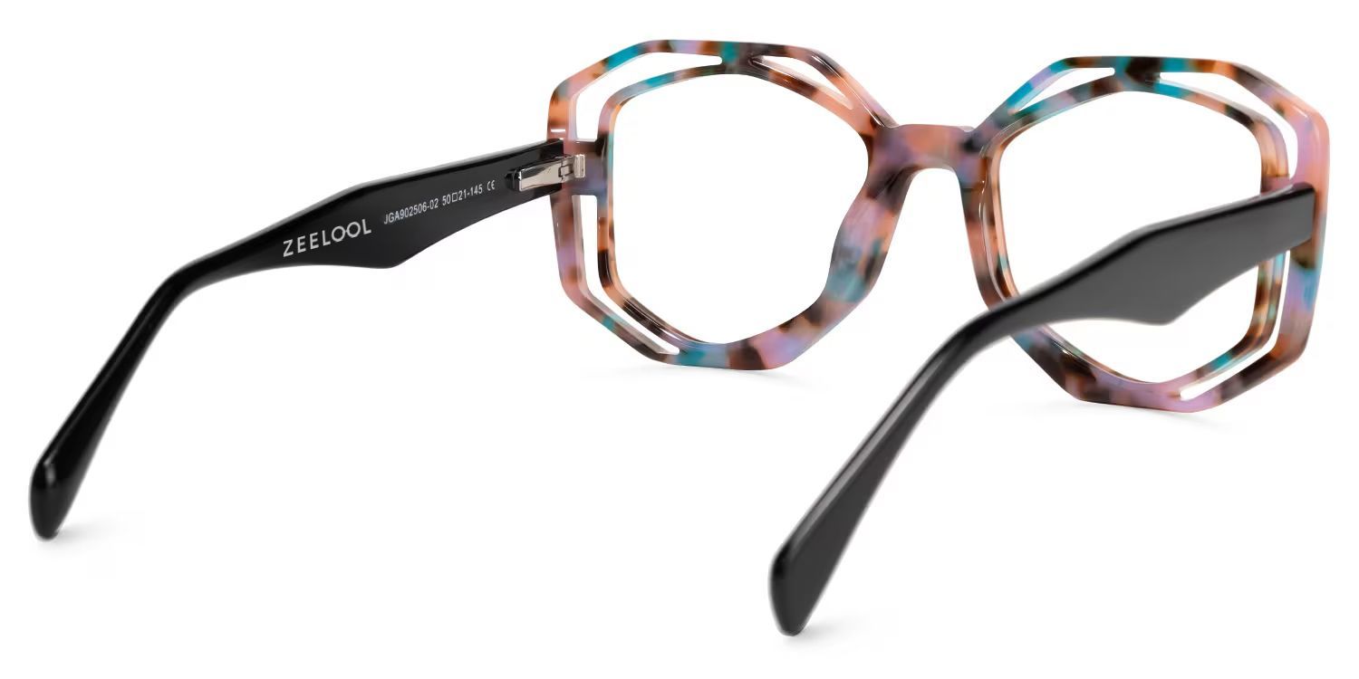 Bobbie Geometric Pink-Tortoise Eyeglass Frames | ZEELOOL4