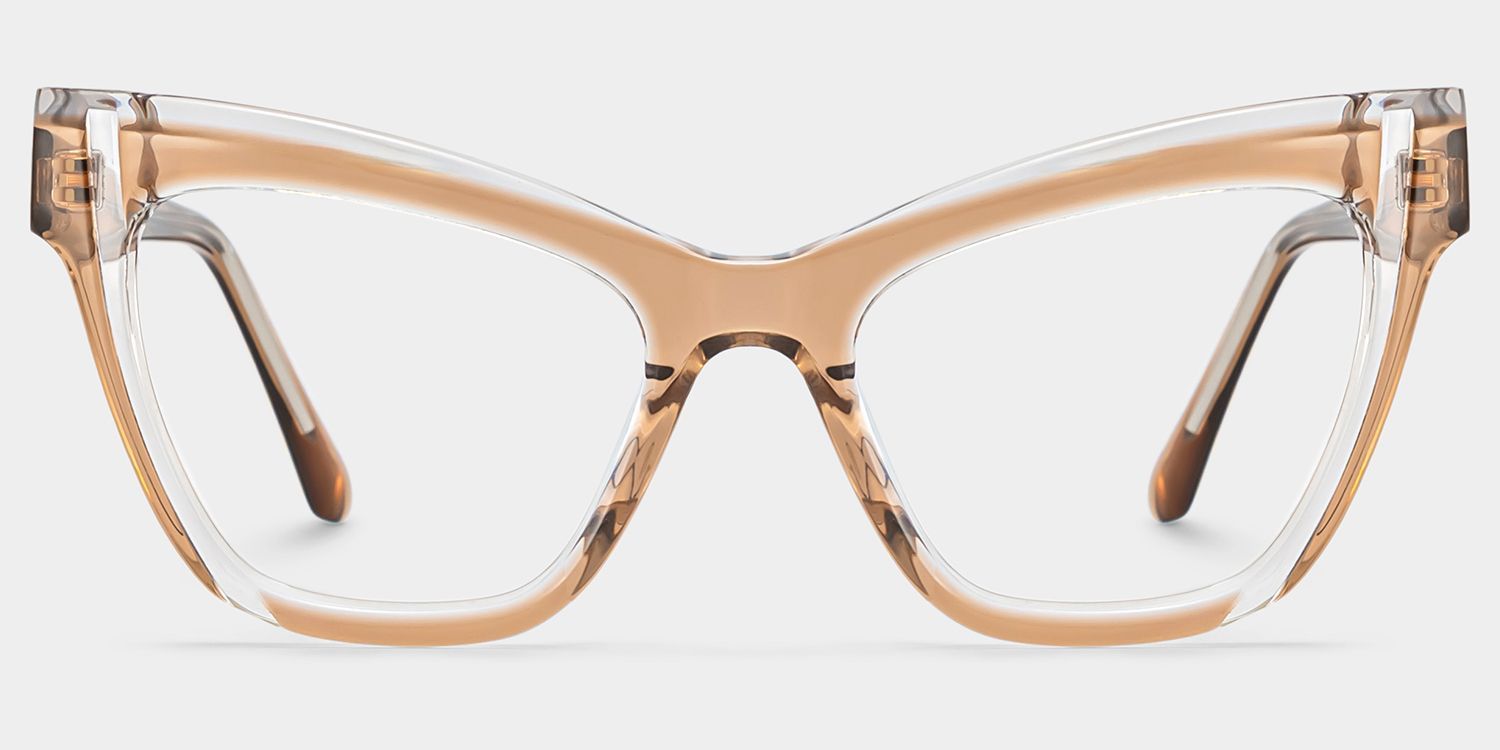 Saucie Light Brown Cat eye Frame Glasses | Zeelool1