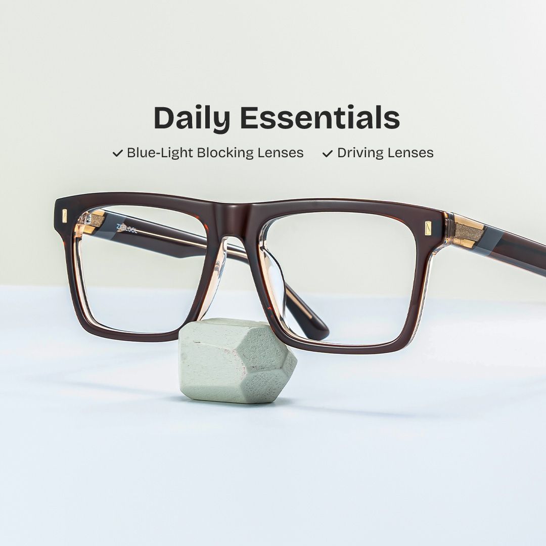 Rectangle Brown Eyeglasses- Henry Acetate Frame Glasses0