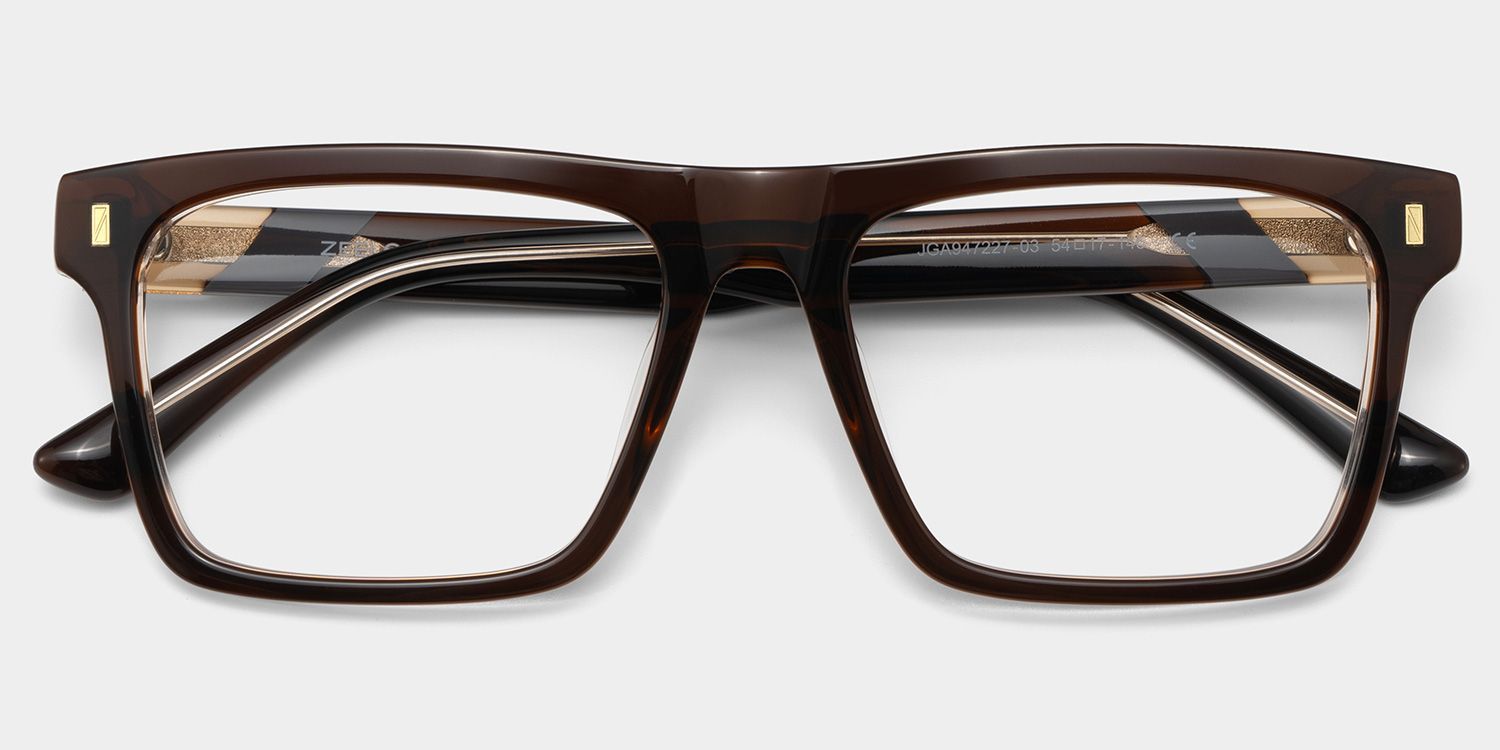 Rectangle Brown Eyeglasses- Henry Acetate Frame Glasses2