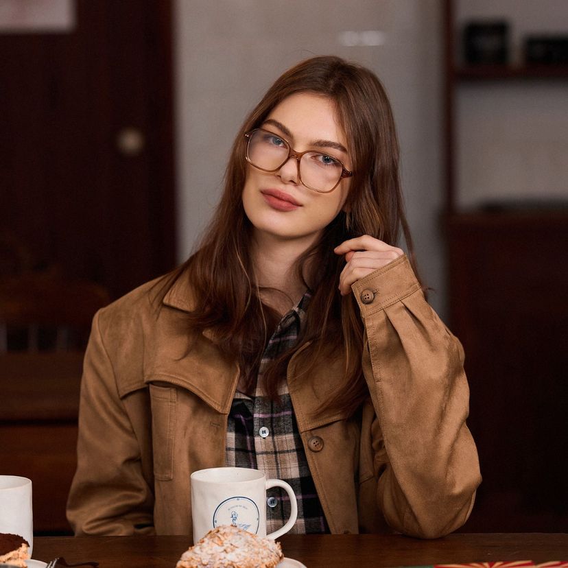 Clementine Clear Brown Square Glasses