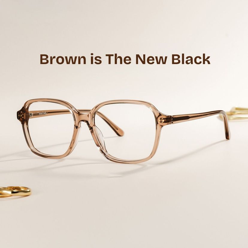 Clementine Light Brown Square Glasses