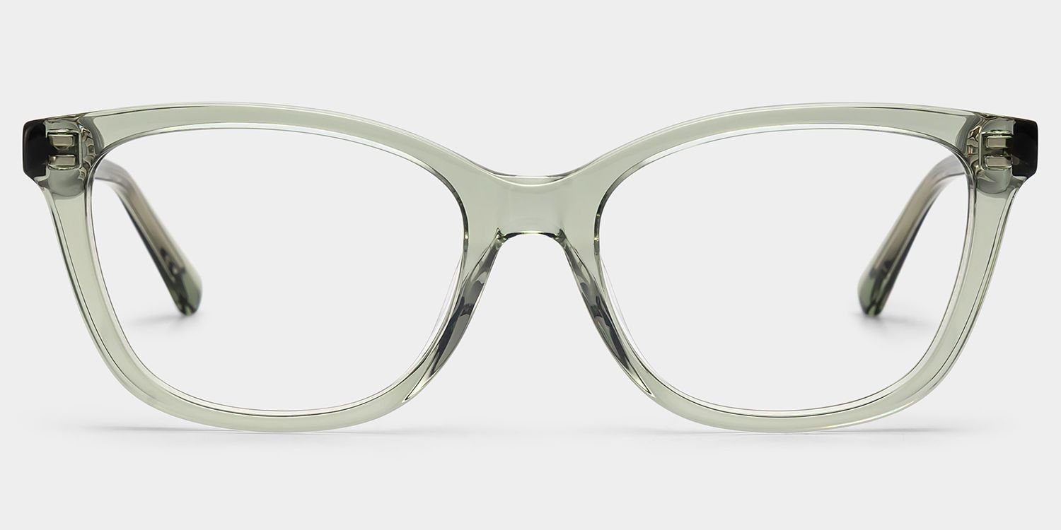 Cassia Clear Green Rectangle Acetate Glasses Frames | ZEELOOL1