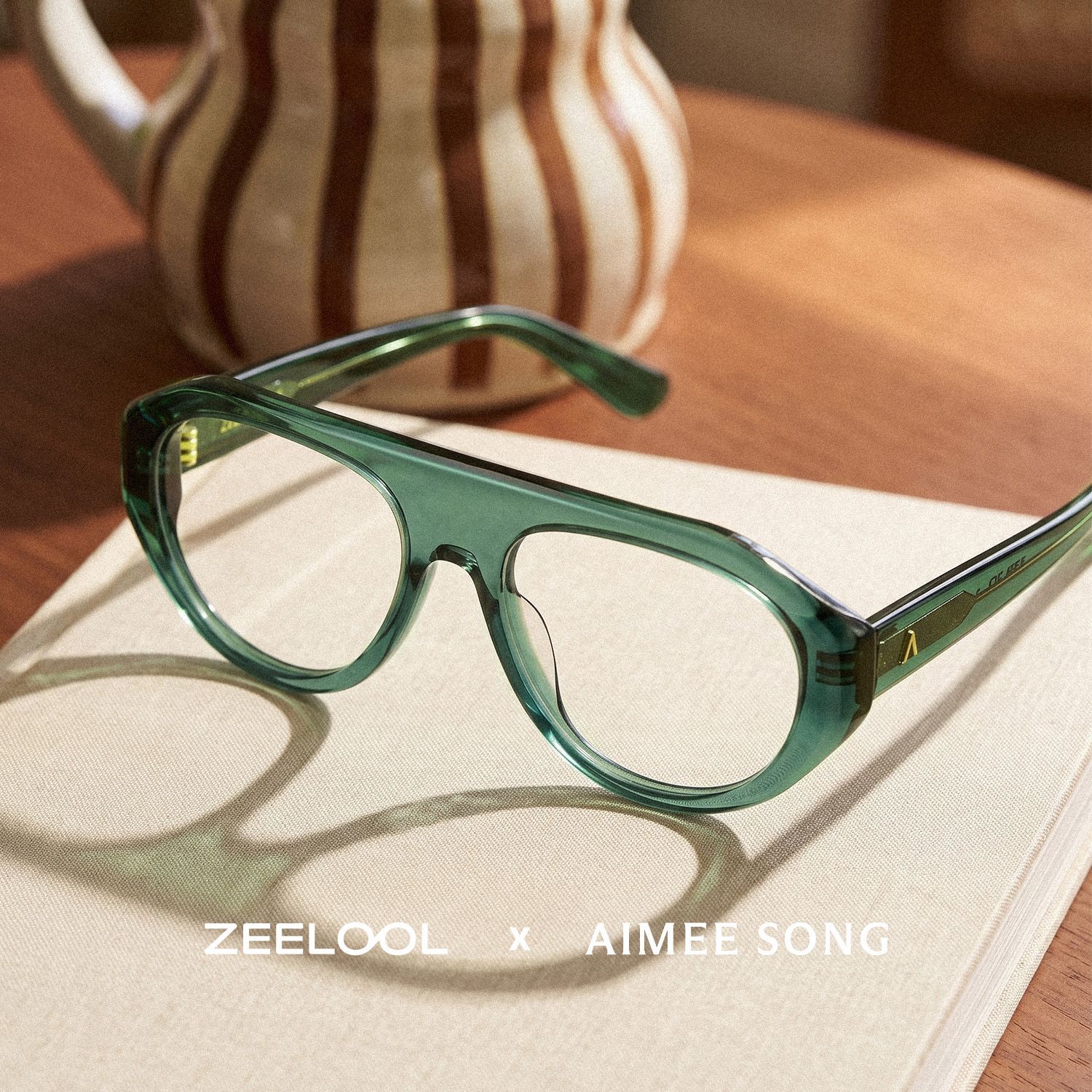 ZEELOOL x Aimee Song The Aviator Green Glasses0