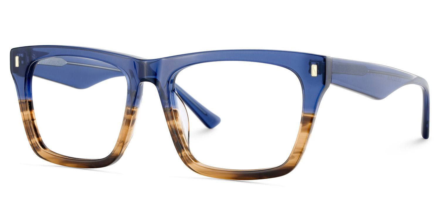 Rectangular Spectacle Frames with Brown Blue Color3