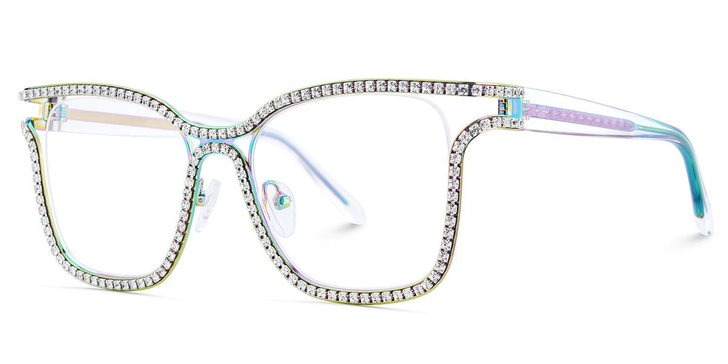 Shine Square Iridescent Glasses with Shiny Diamonds on the Side2